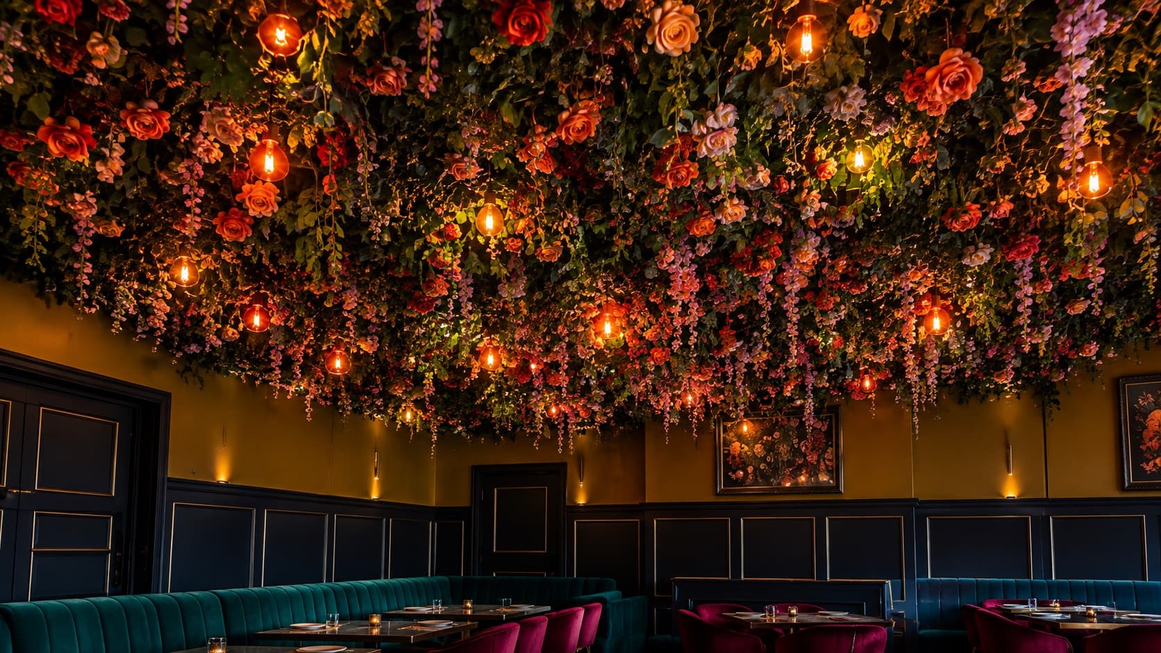 The intimate atmosphere inside Avora — low amber lighting, rich textures, and ambient warmth